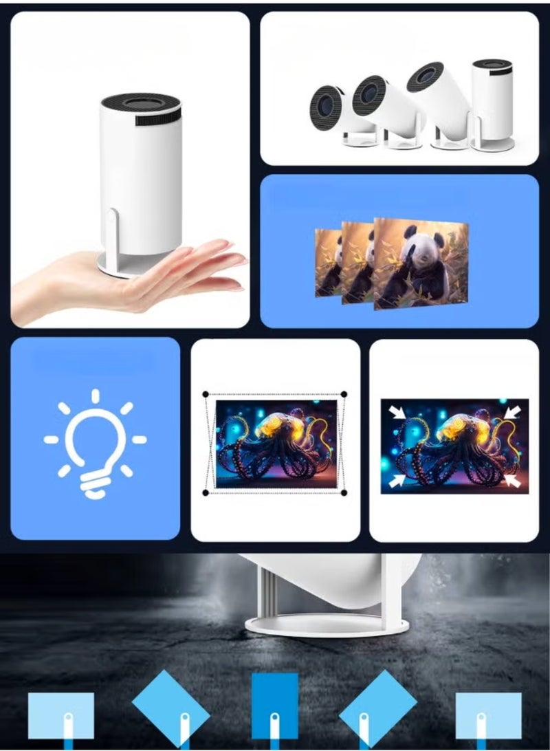 تريدجيت جهاز عرض ذكي صغير يعمل بنظام أندرويد بدقة 4K 1080P، يدعم شبكات واي فاي 5G وبلوتوث، مزود بحامل قابل للدوران 210 درجة، ضبط تلقائي للتركيز، محاذاة الشاشة، محمول ومقاوم للغبار، مثالي للسينما المنزلية والمكتب - Image 5